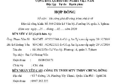 Thi công phá dỡ công trình nhà ở cũ Số 386/23Bis Lê Văn Sỹ, Phường 14, quận 3, Tphcm 